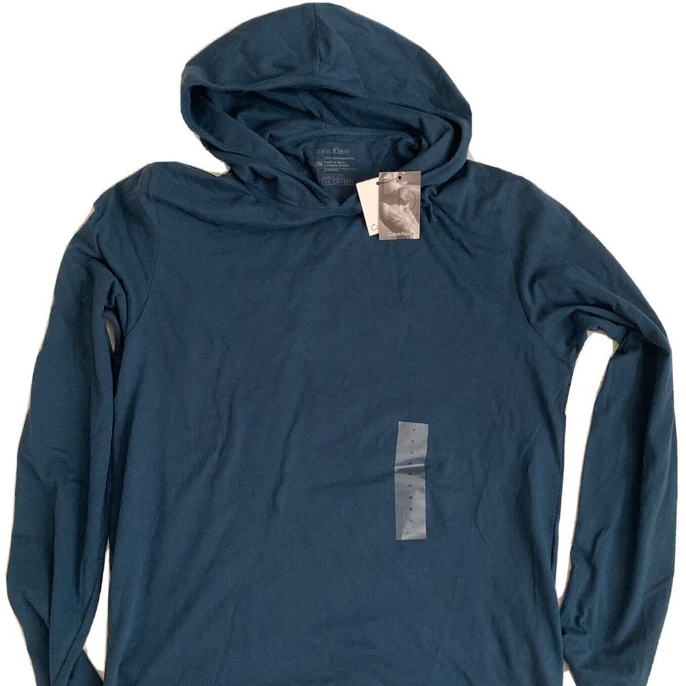 NWT-Calvin Klein Men's Size M Blue Hooded Long Sleeve Jacket